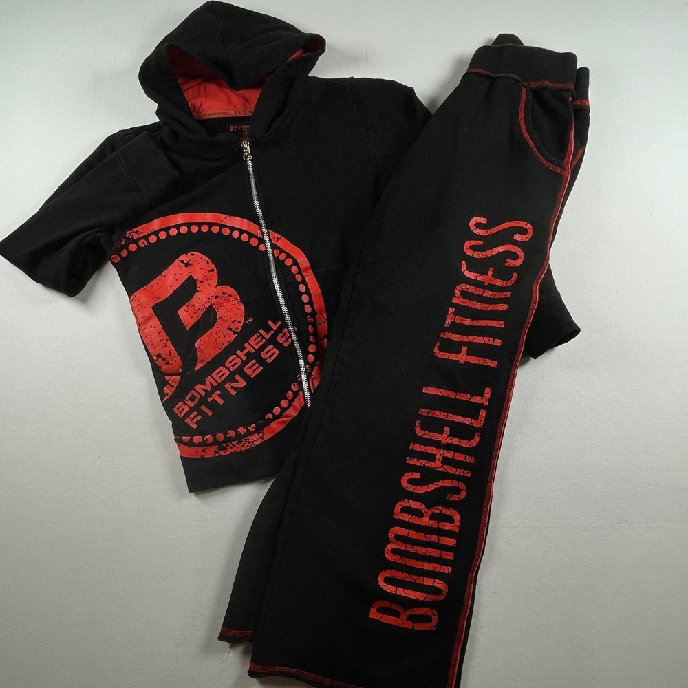 Bombshell‎ Fitness Tracksuit Set Womens Size Small Full Zip Hoodie Sweatpants